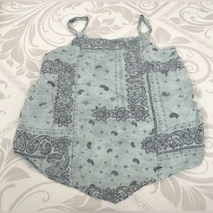 Big Girls Abercrombie Kids Aqua Double Layer Paisley Tank size 9/10, 13/14